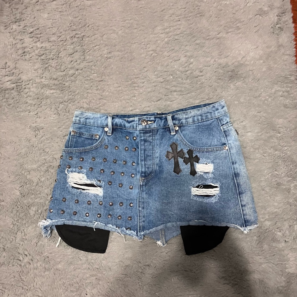 Chrome Studded Mini Skirt